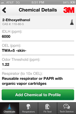Respirator Cartridge Selection Chart