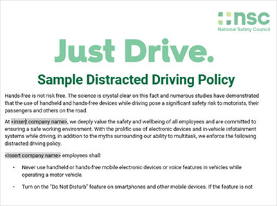 Sample distracted driving policy