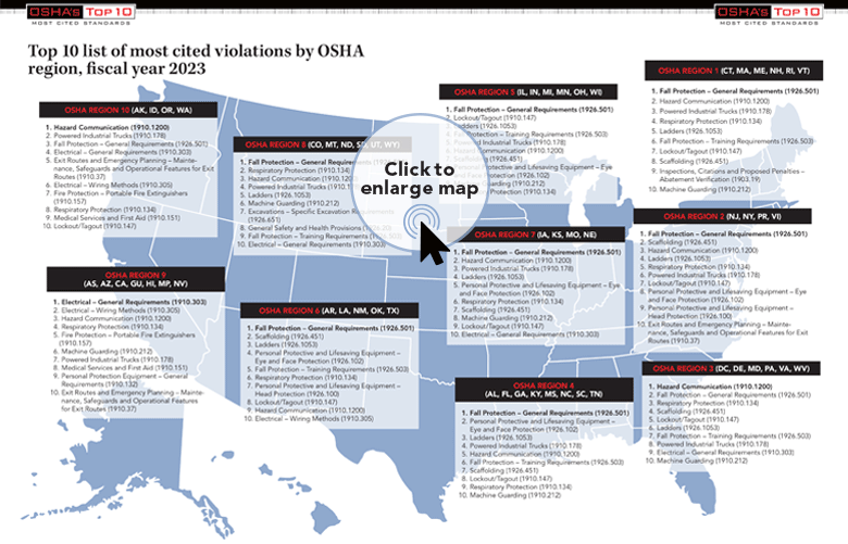 Top 10 by OSHA region. Click to enlarge.