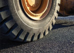 excavator-tire on the road