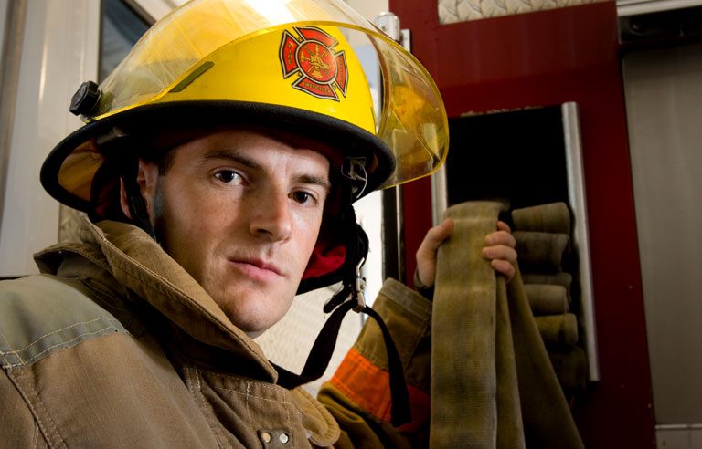 Face of firefighter