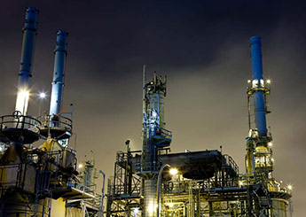 Oil refinery at night