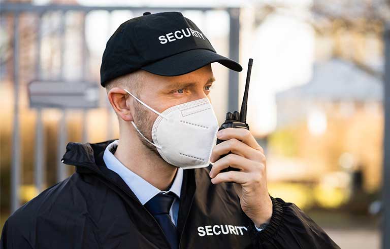 Security officer with mask
