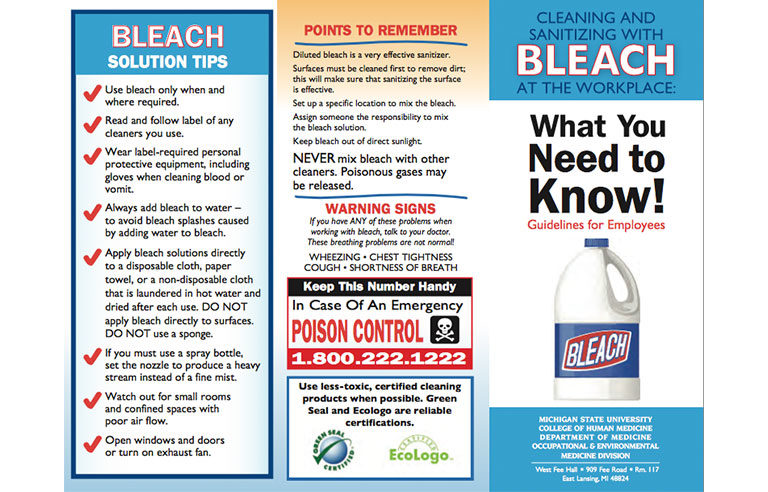bleach guide practices hospital clean sanitize safety using sanitizing requirements safely signage cleaning chemical use health housekeeping brochure workplace environmental
