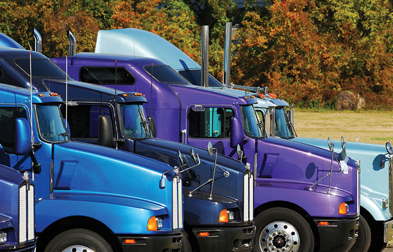purple-blue trucks
