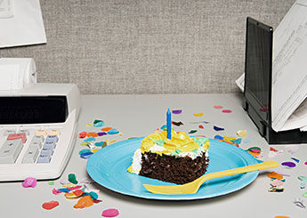 birthday cake - office desk