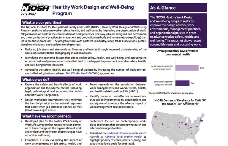Healthy Work Design and Well Being Program