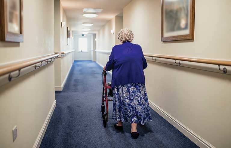 senior lady using walker