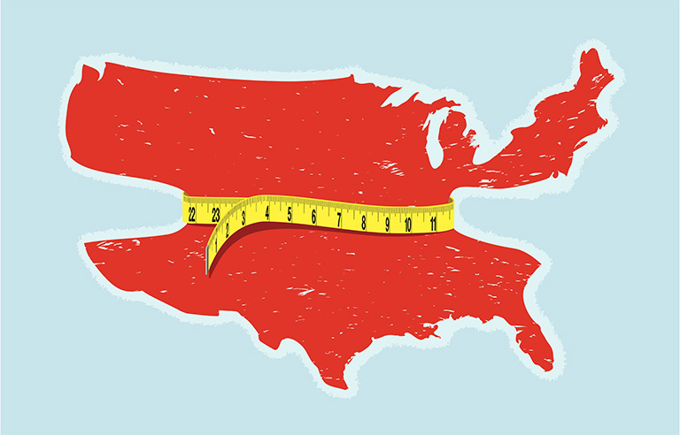 U.S. Map with tape measure