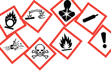 Toxic 6 Hazard Warning Labels Stickers COSHH PPE 