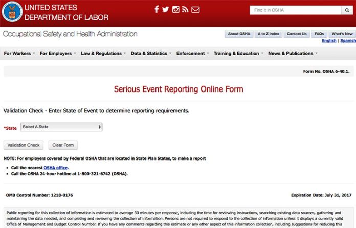 OSHA reporting form