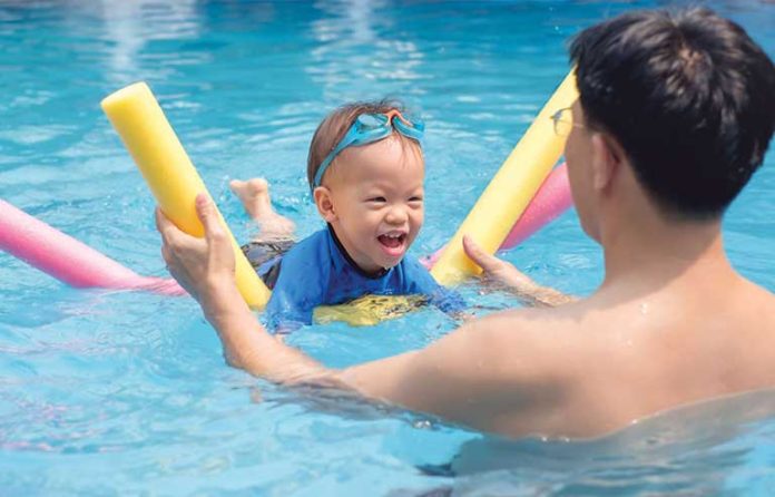 baby swimming
