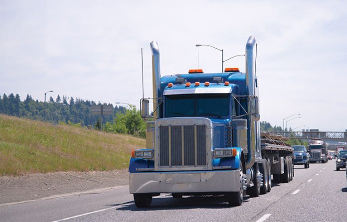 blue semi truck