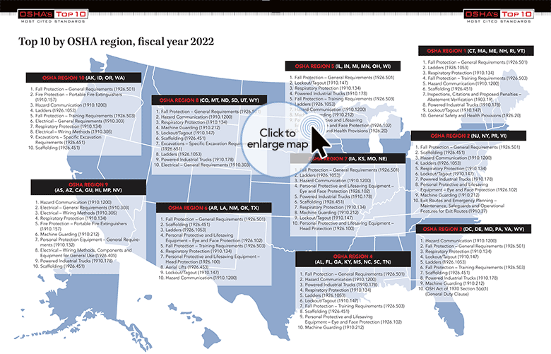 Top 10 by OSHA region. Click to enlarge.