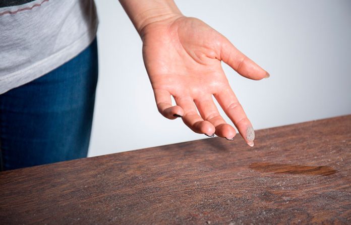dust on table