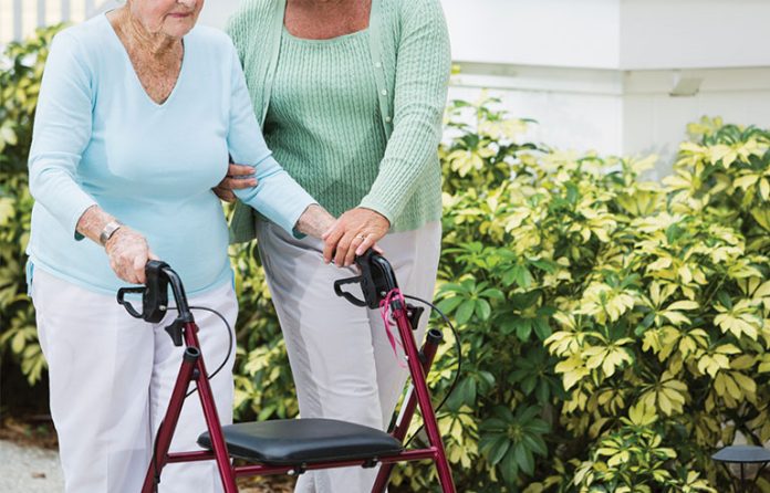 elderly woman walking