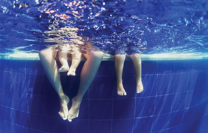 family swimming