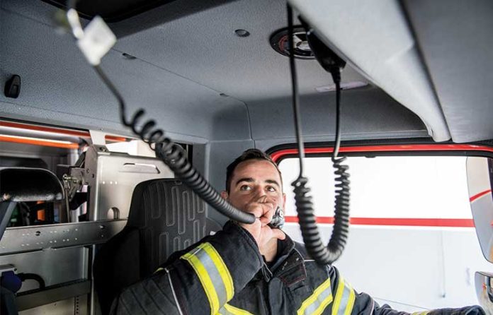 firefighter using radio