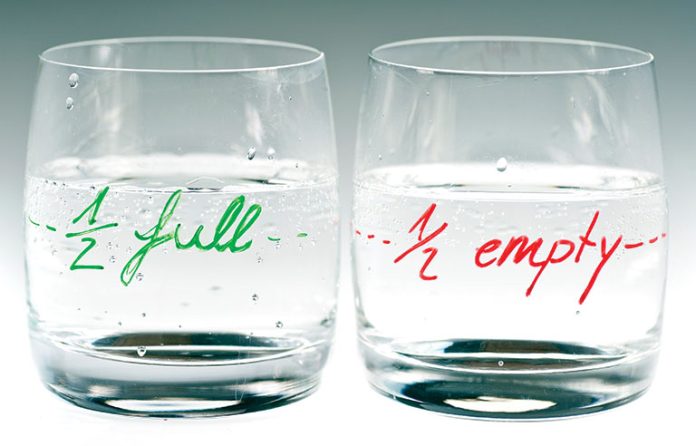 half-filled glasses