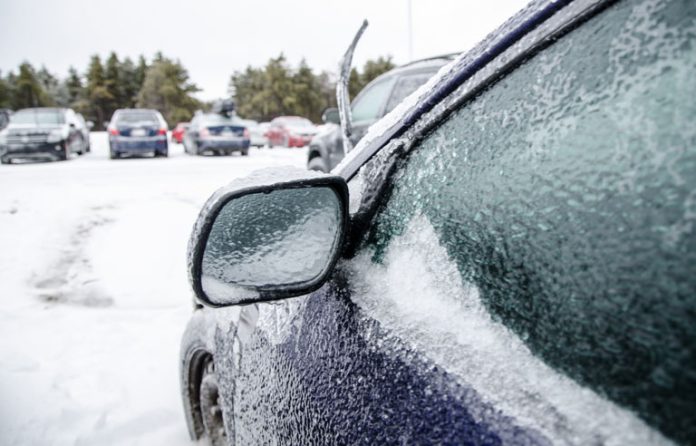 icy car window