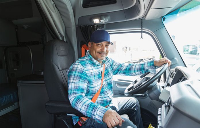 man driving semi