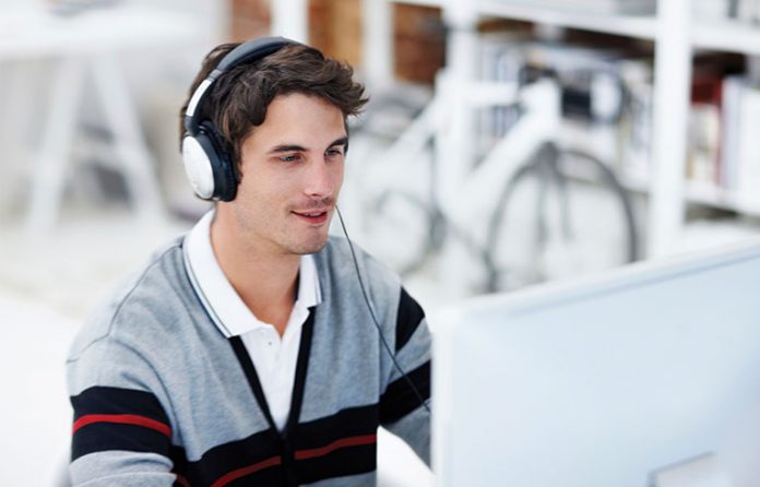 man with headphones
