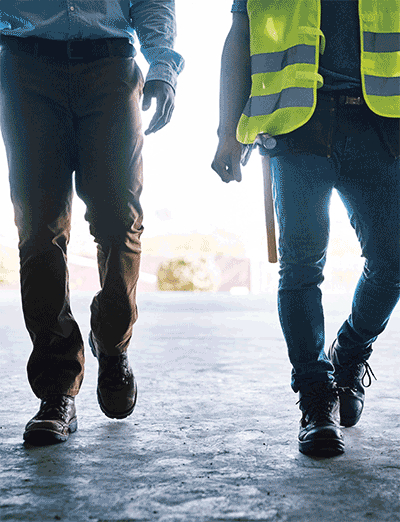 Workers walking