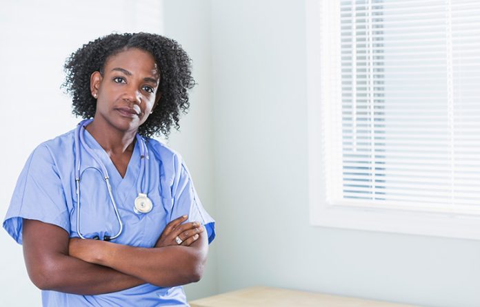 Black serious nurse