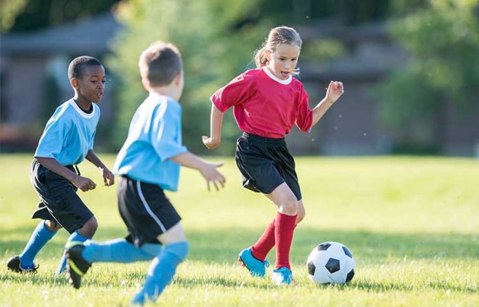 playing soccer