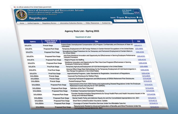 OSHA Regulatory Agenda