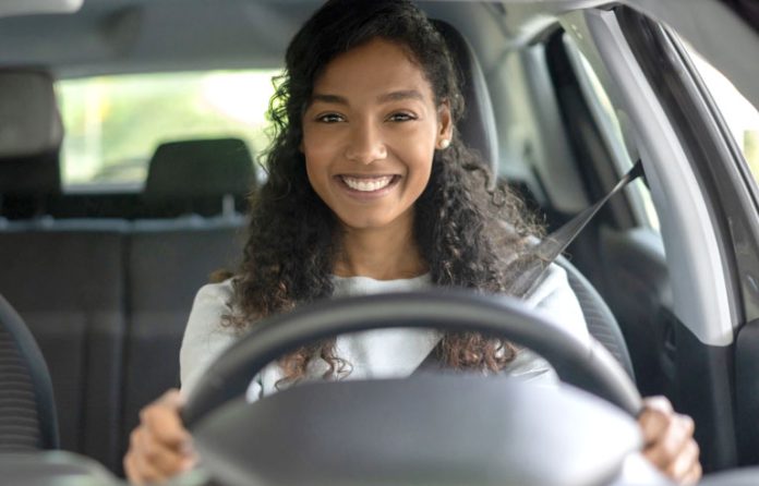 Young woman driving