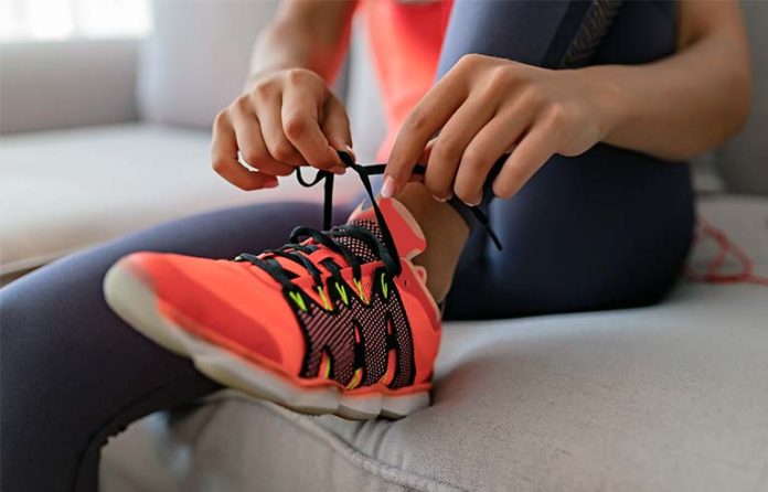 tying a shoe