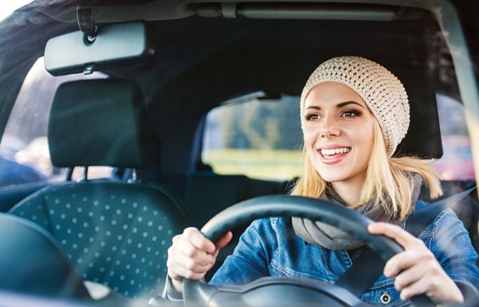 woman driving a car
