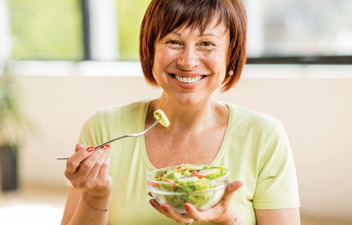 woman eating healthy food