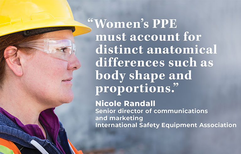 Women's PPE must account for distinct anatomical differences such as body shape and proportions. Women's PPE must account for distinct anatomical differences such as body shape and proportions.