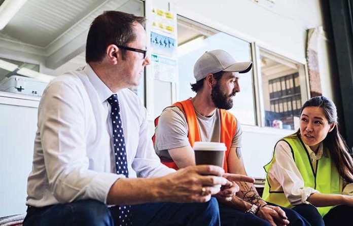 workers talking