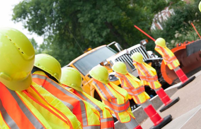 yellow hard hats vest