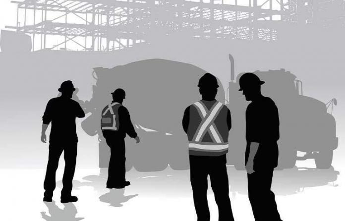 Silhouette of construction jobsite