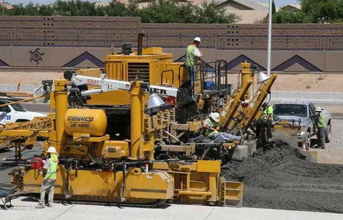 Roadway construction work in the heat