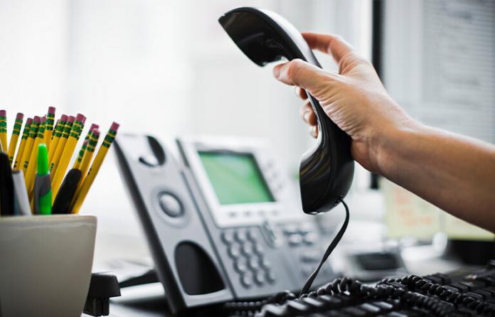 Telephone in office setting