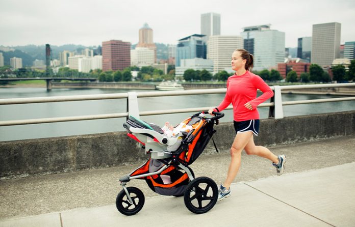 Woman running with a stroller