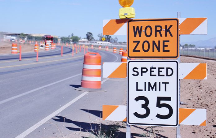 Work zone speed limits signs